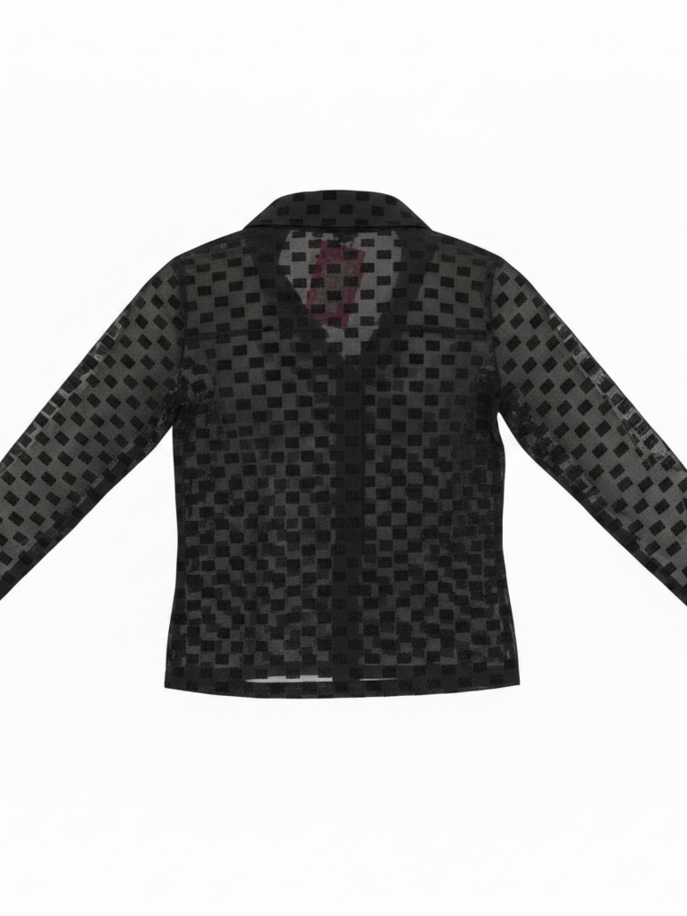 Edikted Velvet Checkered Mesh Button Down Shirt Dolls Kill exclusive- S -NWT